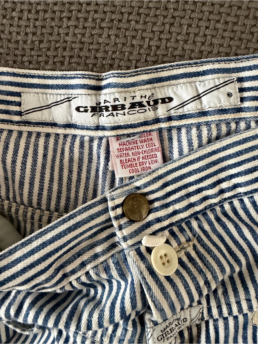 Marithe Francois Girbaud Pinstripe Denim Shorts 33 Vintage Hickory Stripe Jorts - Picture 4 of 13